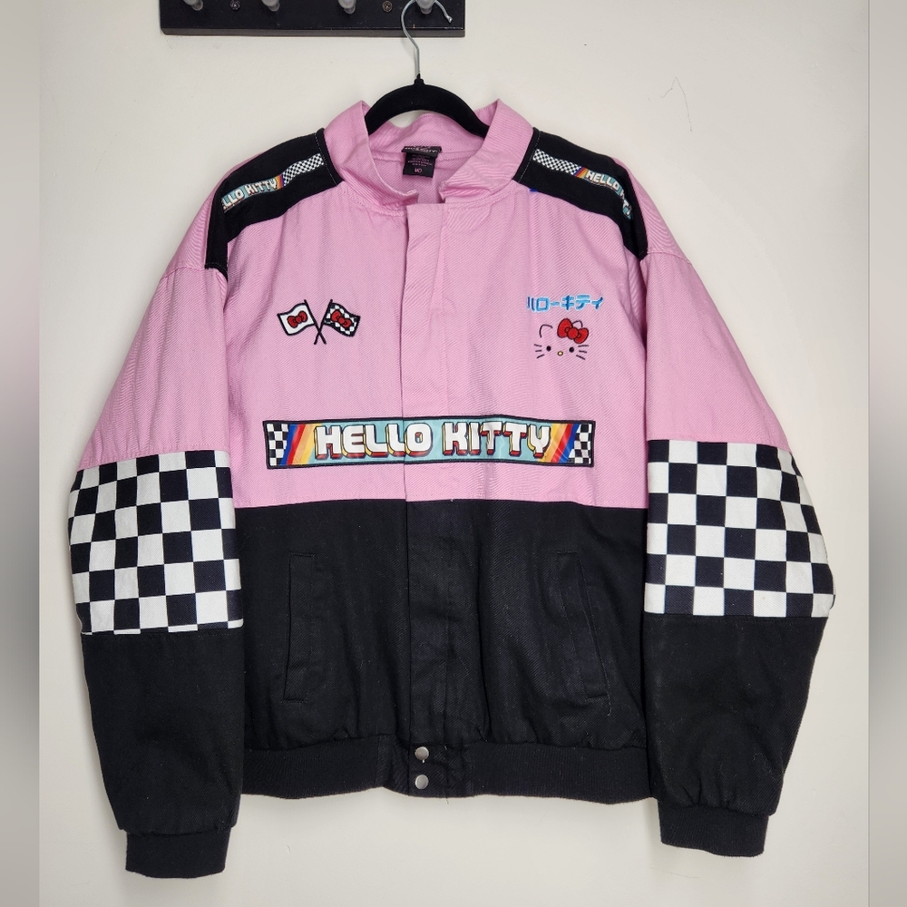 Hello Kitty By Sanrio Pink And Black Racing Jacket Size MD.   #B19